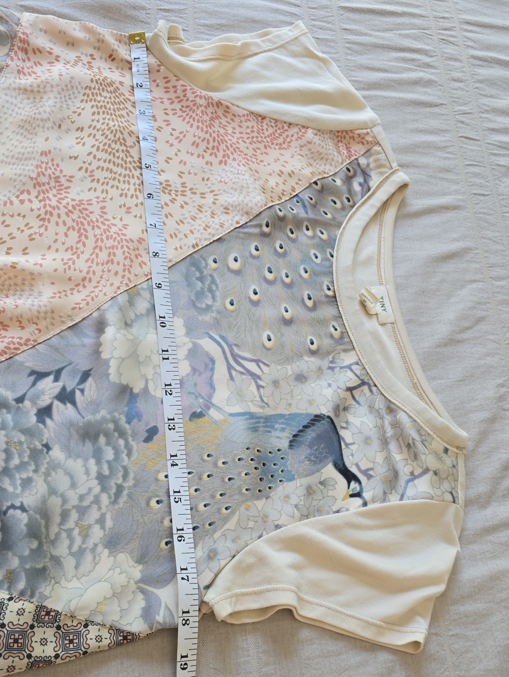 Anthropologie Tiny Jodie Peacock Patchwork Tie Front Short Sleeve Top XS - Picture 8 of 11